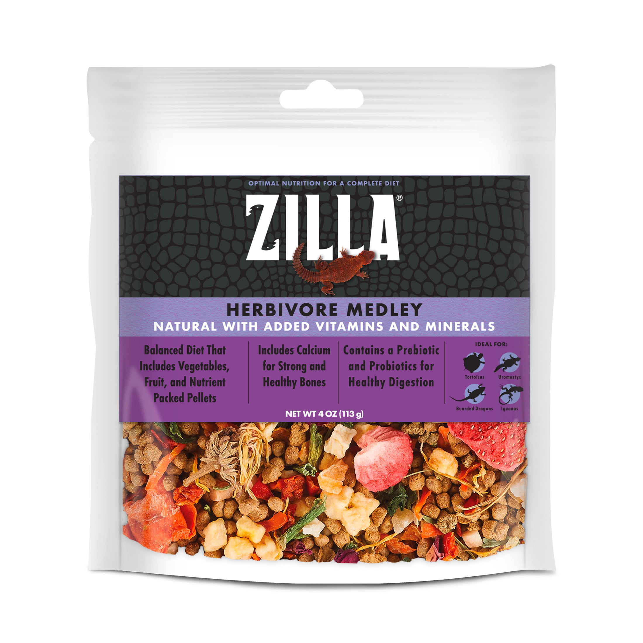 (3 pack) Zilla Herbivore Medley Complete Reptile Diet, 4 Ounces