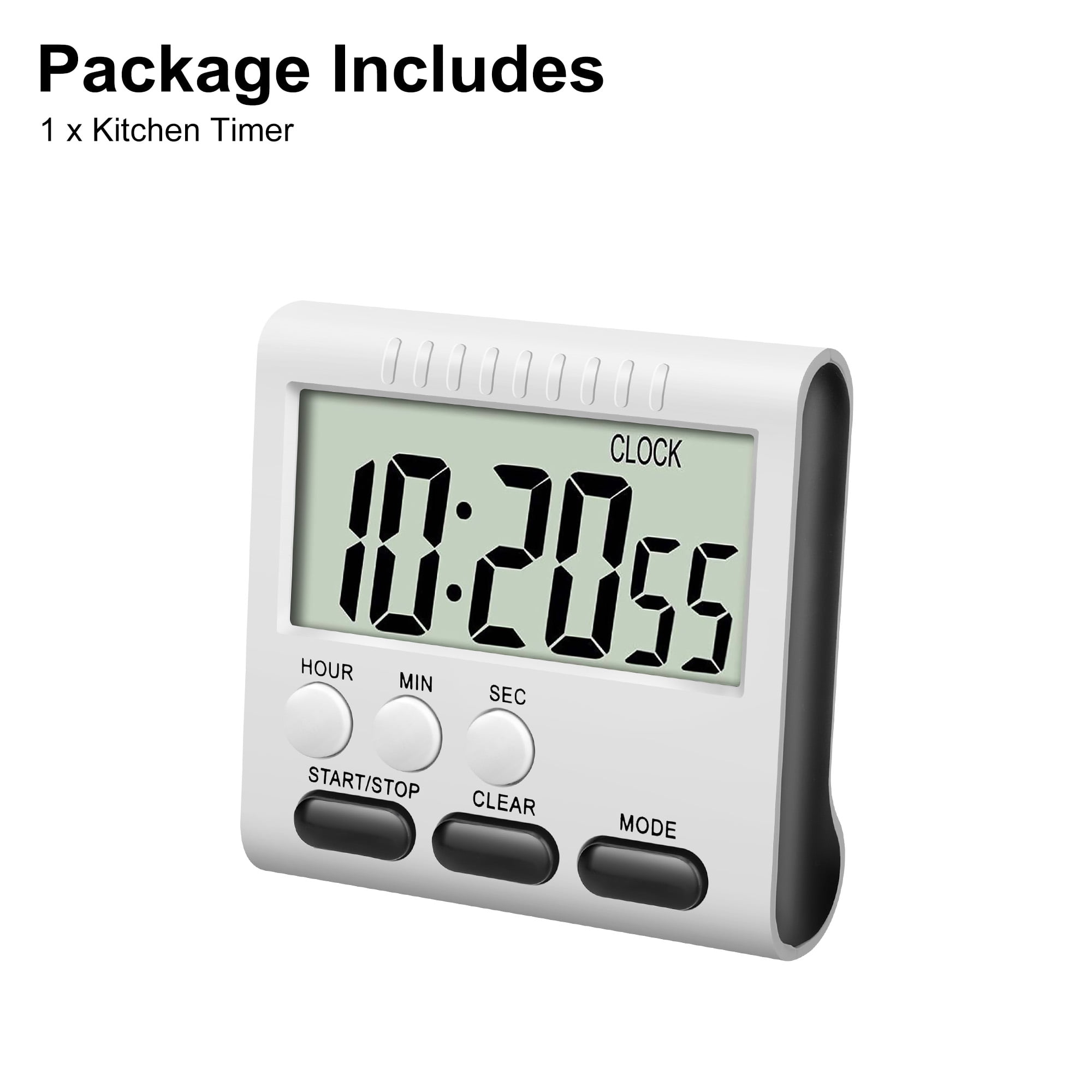 Wewdigi Kitchen Timer & Stopwatch, with 3 inch Large Display, Loud Beep, Countdown Kitchen Timer, White