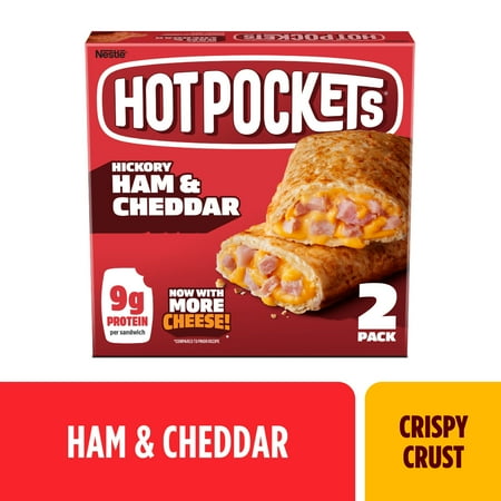 Hot Pockets Hickory Ham and Cheddar, Crispy Buttery Crust, Frozen Snack, 2 Pack 2 ea