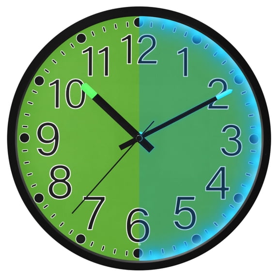 Ryvnso Grass Green Background 12 Inch Night Light Wall Clock Silent Battery Operated Luminous Clocks