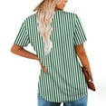 thumbnail image 4 of Womens Fake Fake Two-Piece Tops Boat Neck Blouse Short Sleeve T-Shirts Striped Top Front Pleated Layered T Shirt 2025 Trendy Casual Tees Ladies Chic Summer Top, 4 of 7
