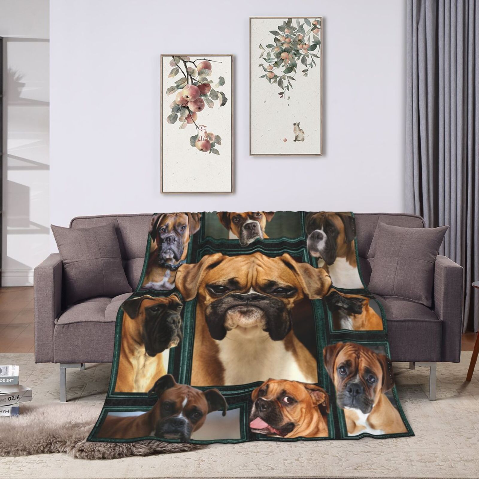 Wijzvio Boxer Dog Throw Blanket Soft Fuzzy Fleece Blanket For Couch Bed Living Room Decoration 60"X50"