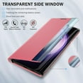 thumbnail image 2 of Phone Case for Samsung Galaxy S23 Case, Smart Clear View Window Luxury Slim Mirror for Galaxy S23 Case with Kickstand, Leather Hard PC Flip Shockproof Protective Cover Samsung S23 5G Case, Pink, 2 of 14