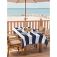 thumbnail image 2 of Outdoor Table Cloth with Umbrella Hole and Zipper, Blue Stripes Waterproof Rectangle Tablecloth 54"x80", Simple Blue White Texture Washable Table Cover for Outside Party Patio Picnic, 2 of 8