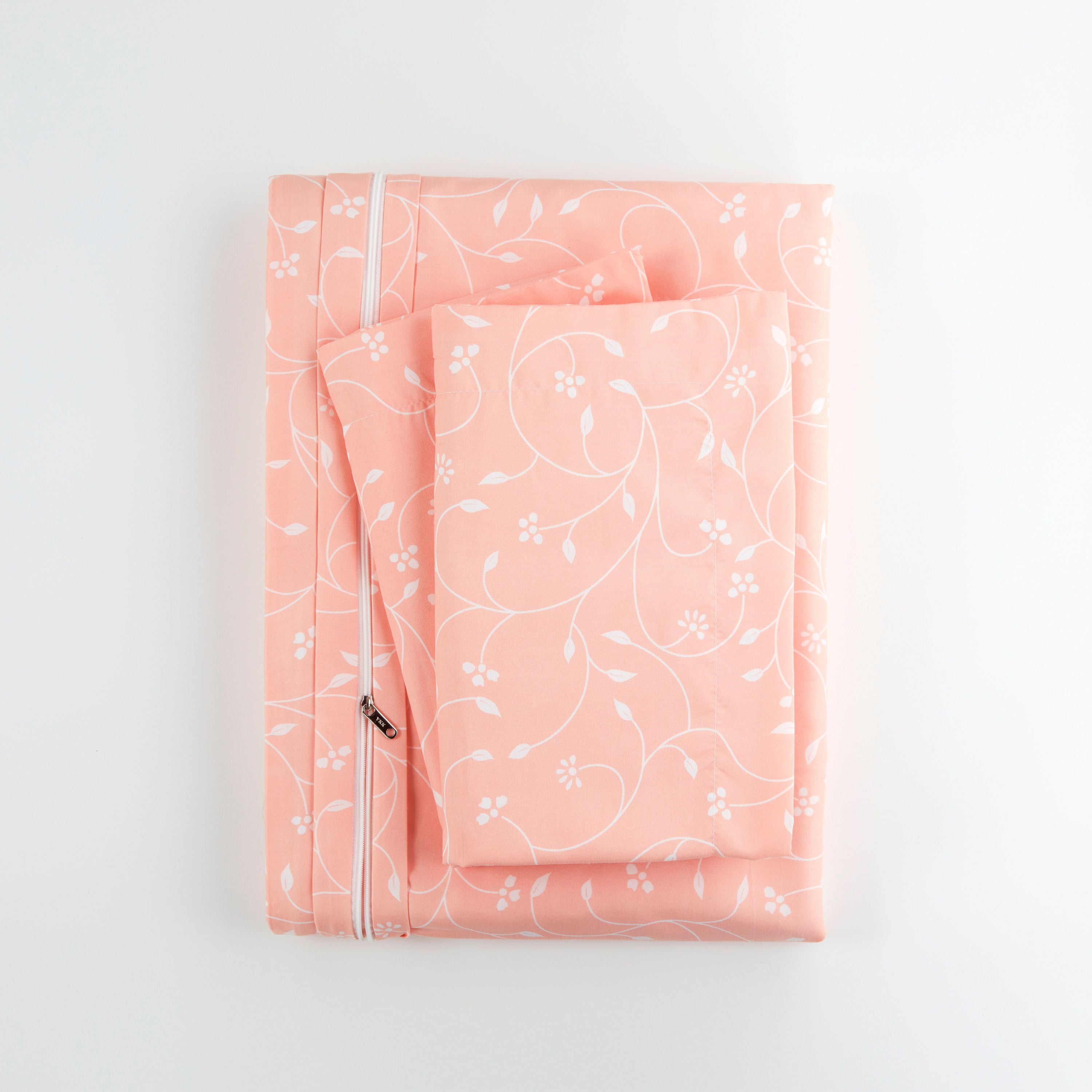 Noble Linens Pink Pink Buds Pattern 3-Piece Duvet Cover Set, Full/Queen
