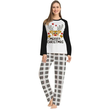 

Christmas Fashion Long Sleeves Women Printed Top+Pants Family Matching Pajamas Set