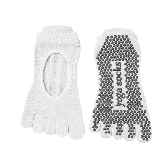 Rohuuque Toe Socks for Men Women Yoga Pilates Socks Breathable Low Cut Five Finger Socks Running with Arch Support White