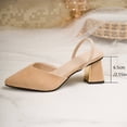thumbnail image 3 of GERsome Women's Chunky Block Heels Elastic Slingback Summer Slip-On Closed Pointy Toe Party Wedding Dress Shoes, Size 9.5, 3 of 9