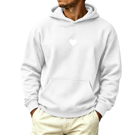 XYAIYT Mens Graphic Sweatshirts with Pockets Solid Color Hoodie Oversized Drop Shoulder Long Sleeve Hooded Top