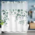 thumbnail image 6 of Eucalyptus Leaves No Hooks Shower Curtain with Snap-in Liner Sage Green Shower Curtains for Bathroom, Waterproof, Easy Install, Washable 72"x78", 6 of 9