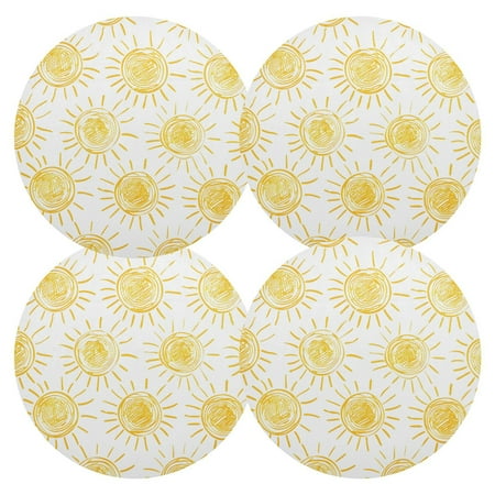 

Ryvnso Sun Drawings on White Round Plate Mats Dining Table Placemat Set of 4 for Holiday Decoration