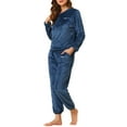 thumbnail image 4 of INSPIRE CHIC Women's Plush Warm Soft Lounge Sleepwear Round Neck Night Suit Pajama Sets Blue XL, 4 of 6