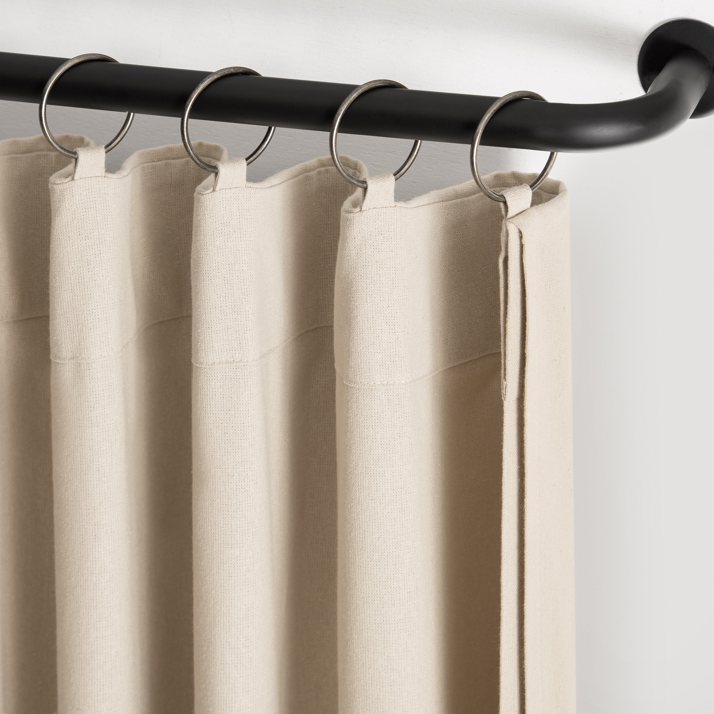 Drop Cloth Macrame Solid Cotton Light Filtering Ring Top Curtain Panel with Fringe Valance, Off-White, 50 x 108