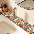 thumbnail image 2 of Yayeee Faucet Mat for Kitchen Sink 30" Diatomite Long Splash Guard Pad, Orange Japanese Flowers Pattern, 2 Pack, 2 of 7