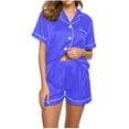 thumbnail image 1 of Yuyuzo Pajama Sets for Women 2 Piece Short Sleeve Button down Shirts Lounge Sets Color Block Soft Pj Sets, 1 of 4