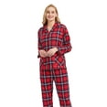 thumbnail image 2 of GLOBAL Women's 100% Cotton Flannel Pajama Set - Cozy Winter 2-Piece Loungewear with Button-Down Top & Pants, Size S-3XL, 2 of 6