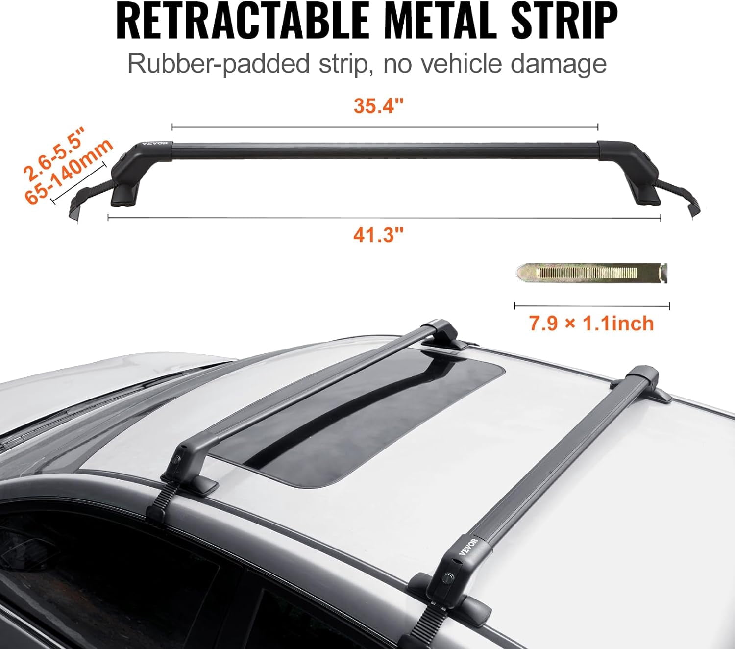 Universal Roof Rack Cross Bars, 41.3" Aluminum Roof Rack with 155 lbs Load Capacity, Adjustable Roof Crossbars with Locks, fit Cars Without Side Rail, for SUVs, Sedans, and Vans