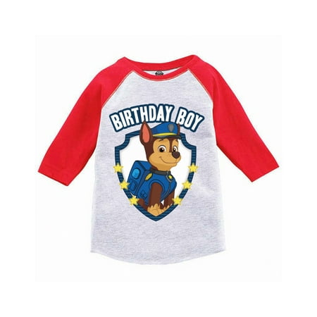 

Paw Patrol Birthday Boy Pup Raglan - Toddler 3T 4T 5T - Paw Patrol Chase Tee Long Sleeve Shirts for Boys