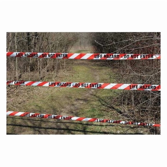 Barricade Tape, Life Hazard Do Not Enter, Red/White, 3 in Wide x 1,000 ft Length, Polyethylene