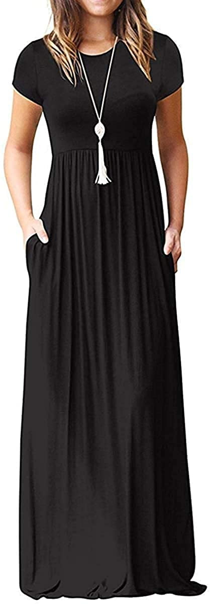 I2CRAZY Women's Summer Casual Maxi Dresses Beach Cover Up Loose Empire Waist Long Dresses with Pocket 