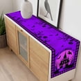 thumbnail image 4 of Halloween Table Runner - 108 Inch Long, Kitchen Dining Table Runner Dresser Scarves, Moon Bat Castle Bat Plaid Black Purple Pink Farmhouse Decor for Coffee Tables Wedding Party Banquet, 4 of 8