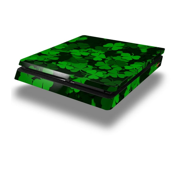 Vinyl Decal Skin Wrap compatible with Sony PlayStation 4 Slim Console St Patricks Clover Confetti (PS4 NOT INCLUDED)