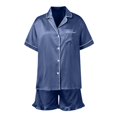 thumbnail image 4 of vigerkar 2025 Womens Silk Satin Pajamas Loungewear Two-Piece Sleepwear Button-Down Floral Pj Set Navy, S, 4 of 6