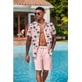 thumbnail image 5 of COOFANDY Men's Hawaiian 2 Piece Outfits Summer Beach Matching Set Short Sleeve Floral Shirts and Shorts, 5 of 8
