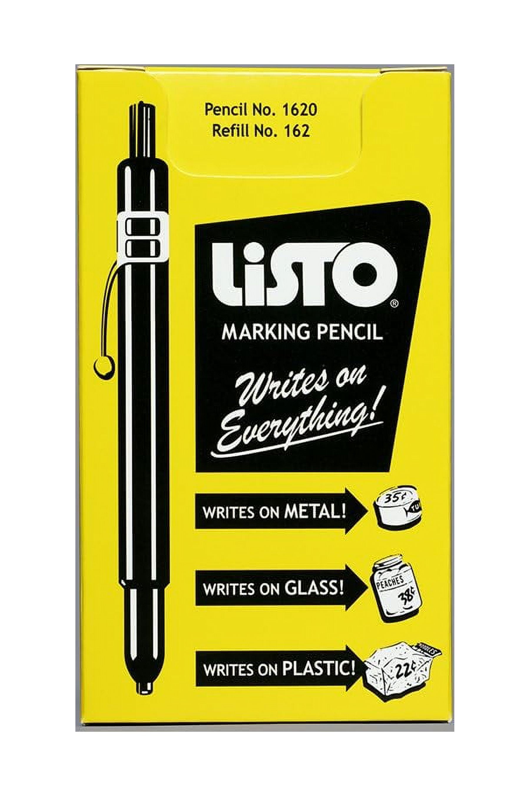 Bundle of Listo 1620 Marking Pencil/Grease Pencils/China Marking Pencils/Wax Pencils - White, Box of 12 With 72 Refills With Bonus Magnetic Memo Clip