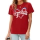 thumbnail image 5 of Camiseta Talovere para el día del partido de béisbol para mujer, color rojo, talla XXL, 5 of 5