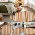 thumbnail image 6 of 8ft Round Rug, Burnt Orange Striped Non-Skid Rubber Backing Large Area Rugs - Living Room Bedroom Home Office, Farmhouse Orange Ombre Stripes Indoor Floor Mat Carpets Washable Rug, 6 of 9