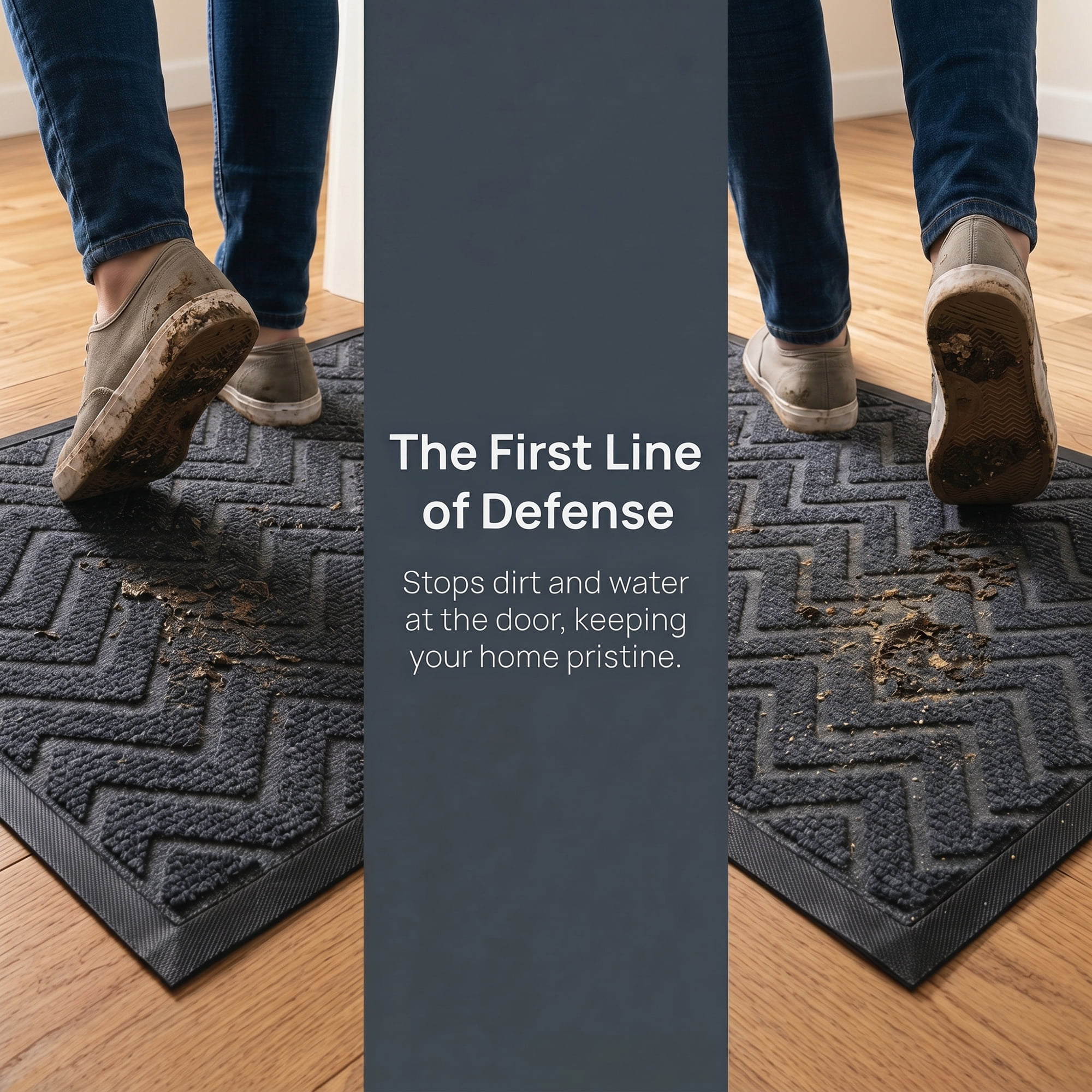 Unique Bargains Waterproof Non-Slip Geometric Scraper Mat Dark Grey 30" x 18"