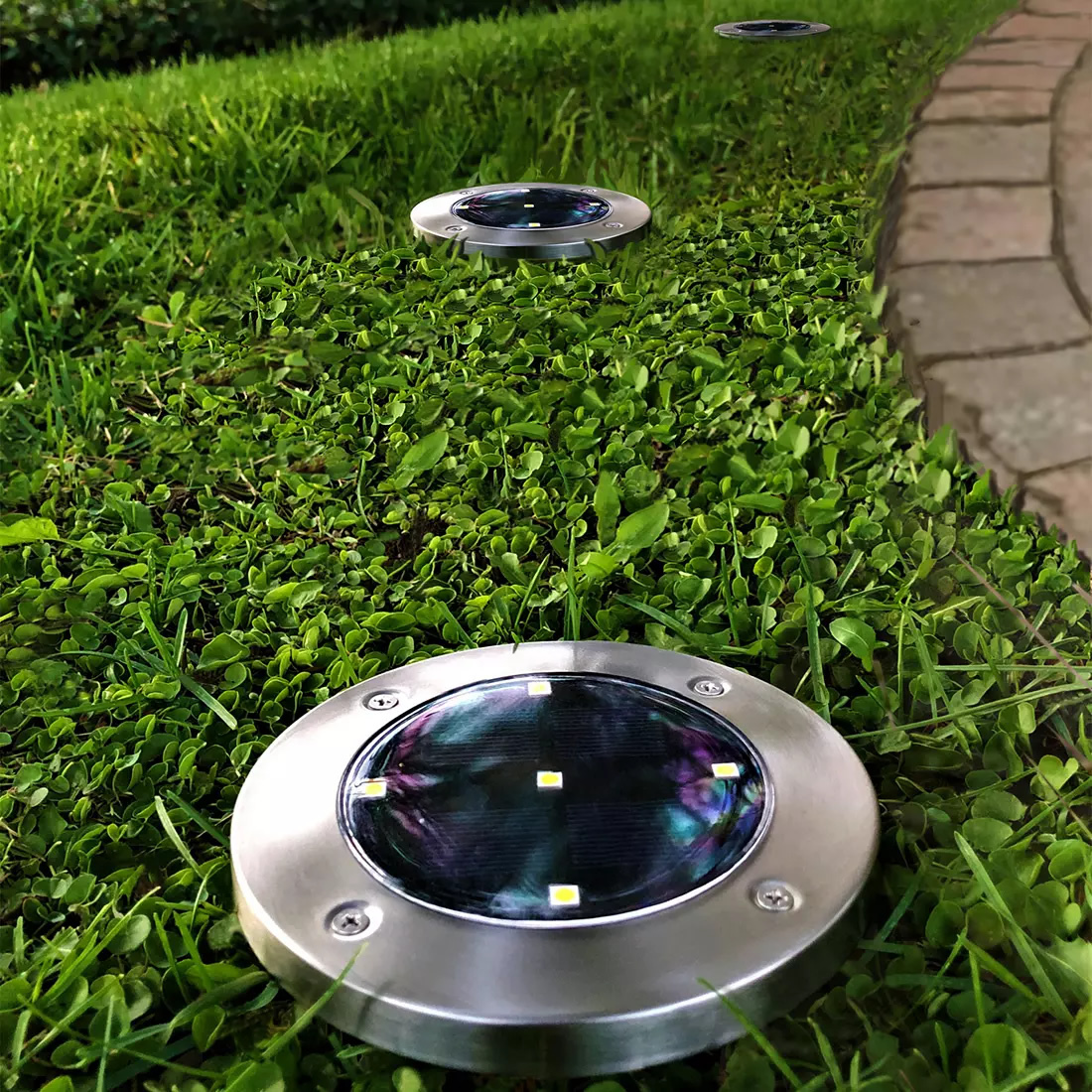 Berkley Jensen 6-Lumen Solar Disk Mark Lights, 6 pk. - Stainless Steel