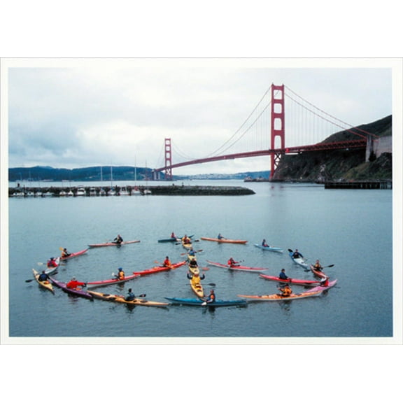 Palm Press Kayak Peace Symbol : Golden Gate Bridge : San Francisco Box of 10 Christmas Cards
