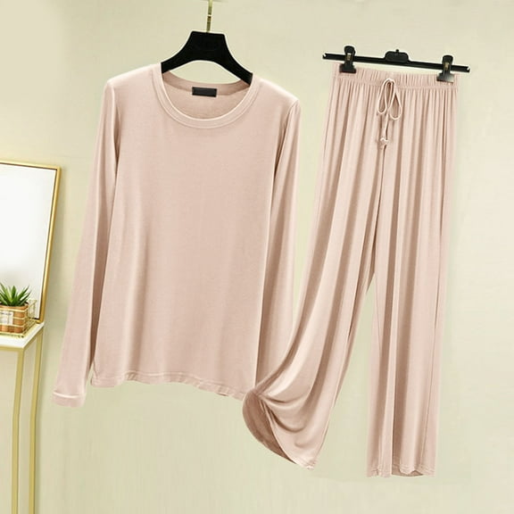 Women Pjs Sets Women Modal Pajamas Long Sleeve Crew Neck Sleepwear Womens 2 Piece Lounge Set Clothes for Women XL