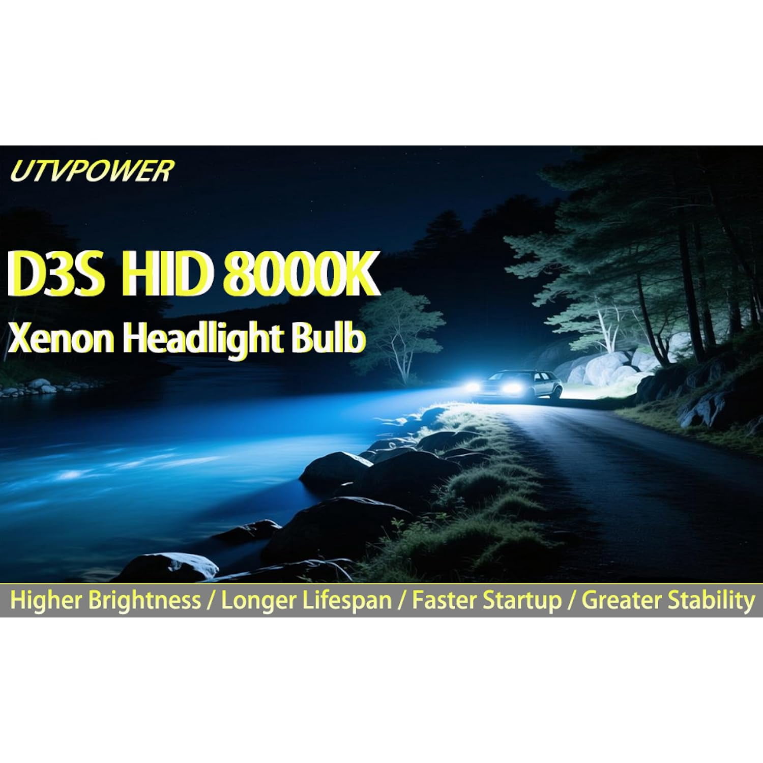 D3S Xenon HID Headlight Bulbs - 8000K 35W High Low Beam 66340 42403 42302 Replacement Lights - Pack of 2
