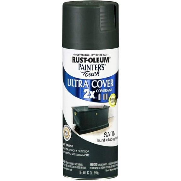 Painter's Touch 2X Ultra Cover Spray Paint Satin - Hunt Club Green, 12 Oz, Set of 6