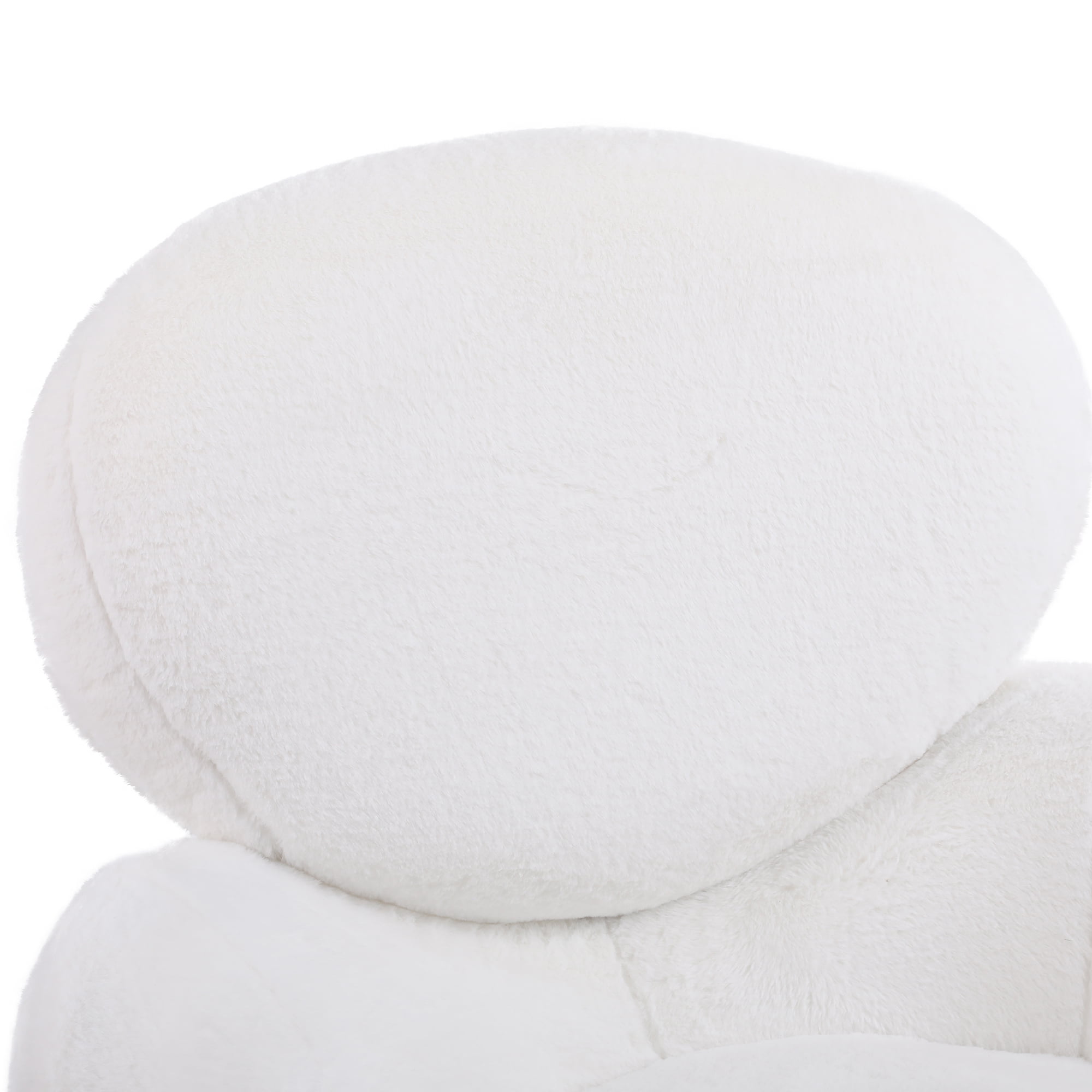 Kadyn Modern Sherpa Armchair with Black Metal Legs, Comfy and Soft Chairs for Bedroom, White