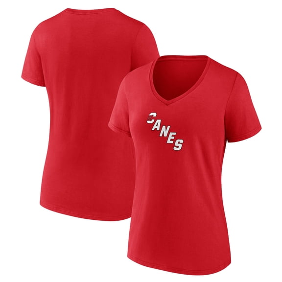 Women's Red Carolina Hurricanes Primary Logo V-Neck T-Shirt