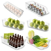 Réfrigérateur 6 pièces Bacs à conteneurs de stockage des aliments Bacs de réfrigérateur en acrylique et organisateur de congélateur