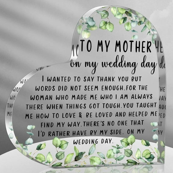 Gifts for Mother of the Bride Mother of the Bride Gifts from Daughter Thank You for Being the Best Mom Acrylic Heart Keepsake Wedding Gift from Daughter Thank You Gift(Leaves)