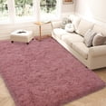 thumbnail image 3 of Janvonne Soft Fluffy Shaggy Area Rug, 5'x 7' Bean paste Pink Plush Fuzzy Carpet for Bedroom Living Room, Non-Slip Modern Indoor Shag Rug for Kids Room Nursery Home Decor, 3 of 8