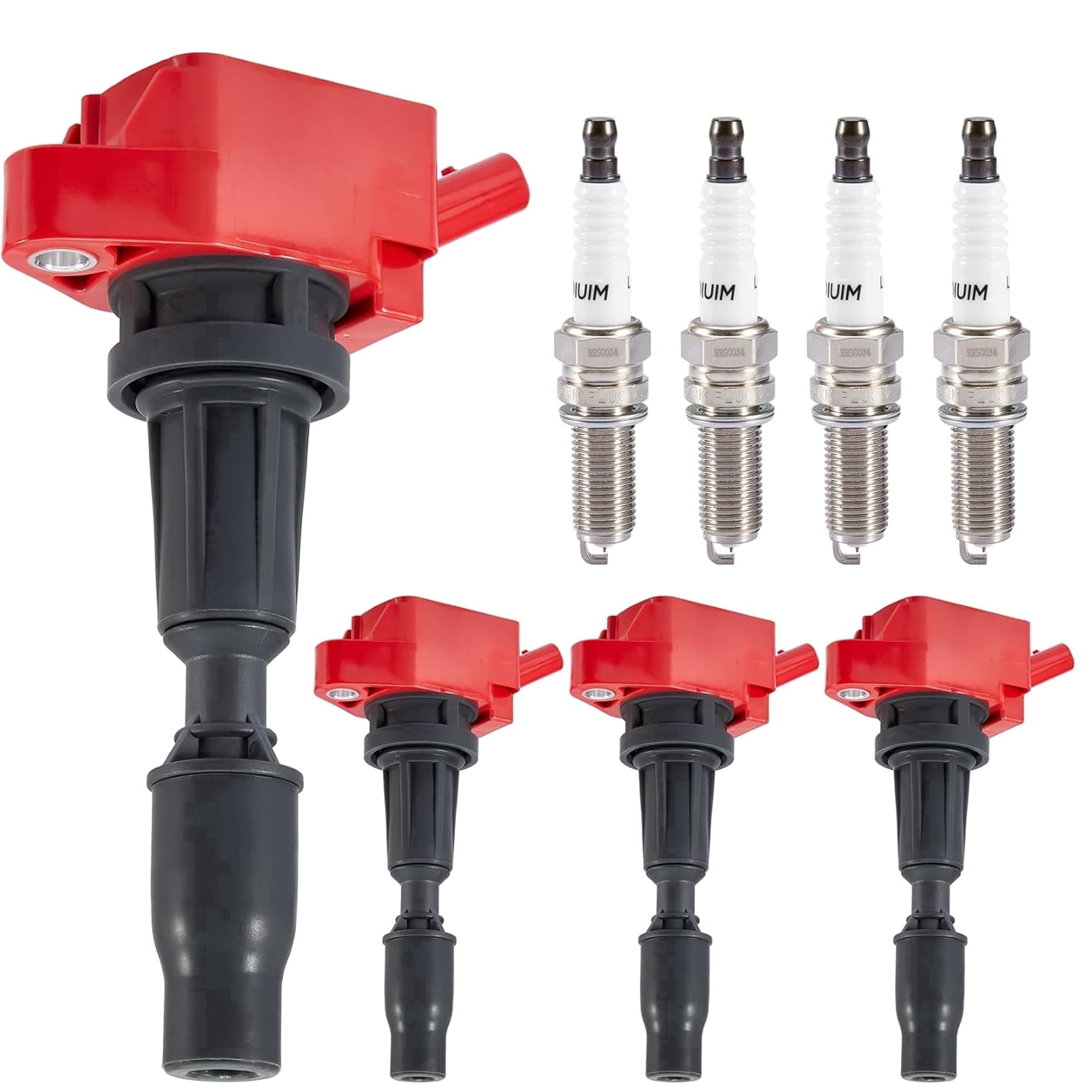 4 Pack Ignition Coil UF764 & Spark Plugs 93175 Compatible with Genesis G70 G80 G90, Hyundai Sonata Santa Fe Sport Tucson, Kia Optima Sorento, Replaces# GN10730 C988 E1264 IC871