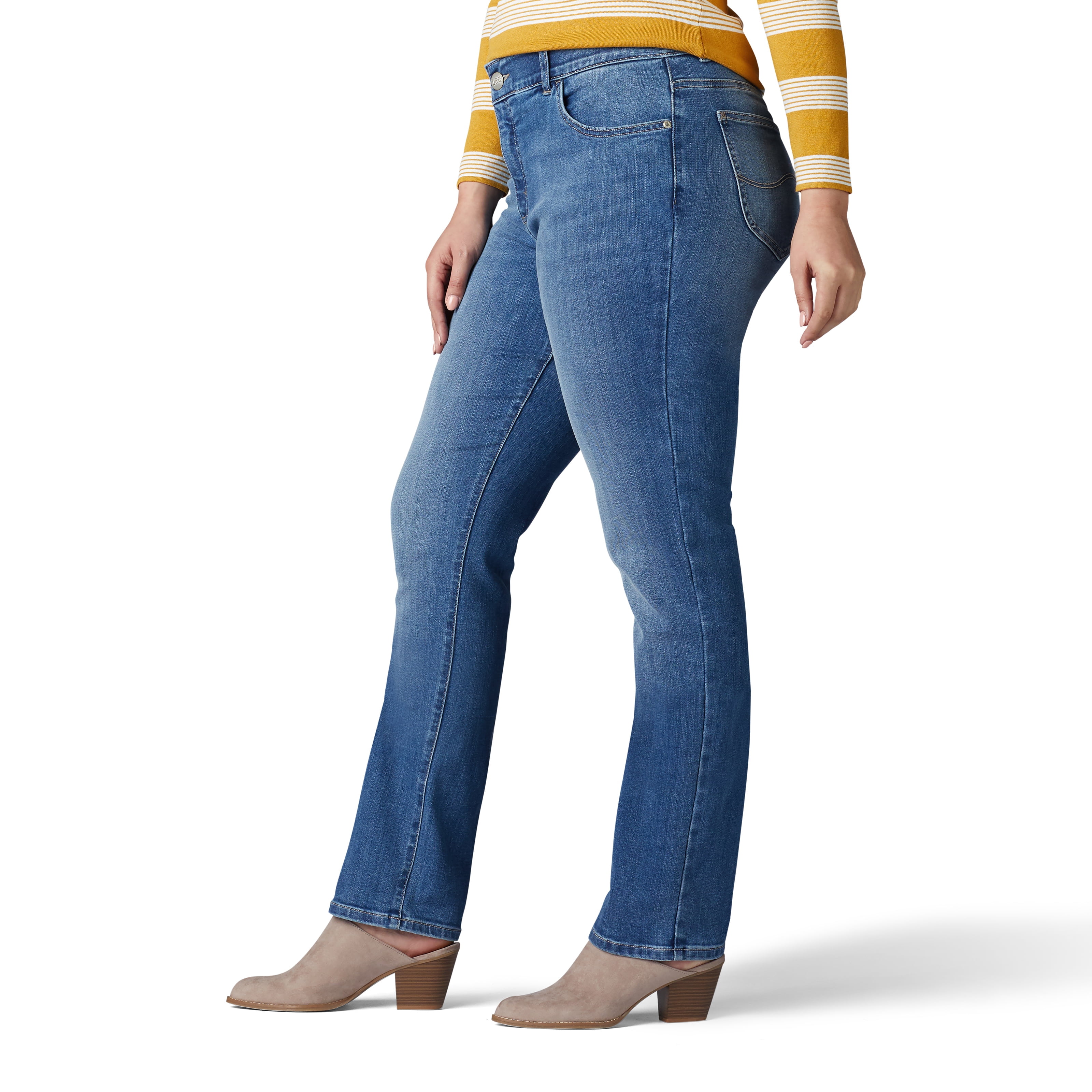 Lee Women's Plus Flex Motion Straight Leg Jean, Available in Regular, Long, Short Inseams
