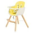 thumbnail image 1 of Chaise Haute pour Bébé 3 en 1 Convertible, Chaise de Salle à Manger pour Tout-Petit avec Plateau Alimentaire Réglable à 3 Positions, Harnais à 5 Points et Hauteur de Siège Réglable, Jaune, 1 of 6