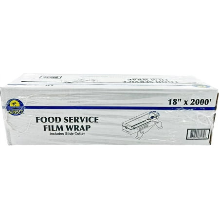 Sunset Food Service Plastic Film Wrap - 18" x 2000' - Includes Safety Blade