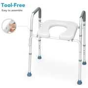 OasisSpace Stand Alone Raised Toilet Seat 300lbs - Heavy Duty Medical Raised Homecare Commode and Safety Frame, Height Adjustable Legs, Bathroom Assist Frame for Elderly, Handicap, Disabled