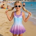 thumbnail image 3 of Uourmeti Girls' Mermaid Scale Gradient Swim Dress - Sleeveless Skirted One-Piece Bathing Suit, Quick Dry Stretchy Swimwear for Beach & Pool, 3-13 Years, 3 of 8