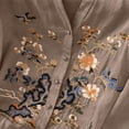 thumbnail image 4 of Womens Linen Tops 3/4 Sleeve Cotton Floral Embroidered Shirts Summer Dressy Casual Boho Blouses Loose Fit Tunic shirt Pink 2XL, 4 of 5