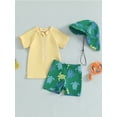 thumbnail image 4 of Gupgi 3 Piece Baby Toddler Boy Rash Guard Set, Kids Swimsuit Short Sleeve Tops Turtle Print Swim Trunks Swim Cap, 4 of 9